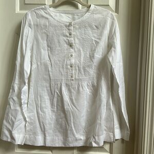 Loft blouse pin tucked bib in white.